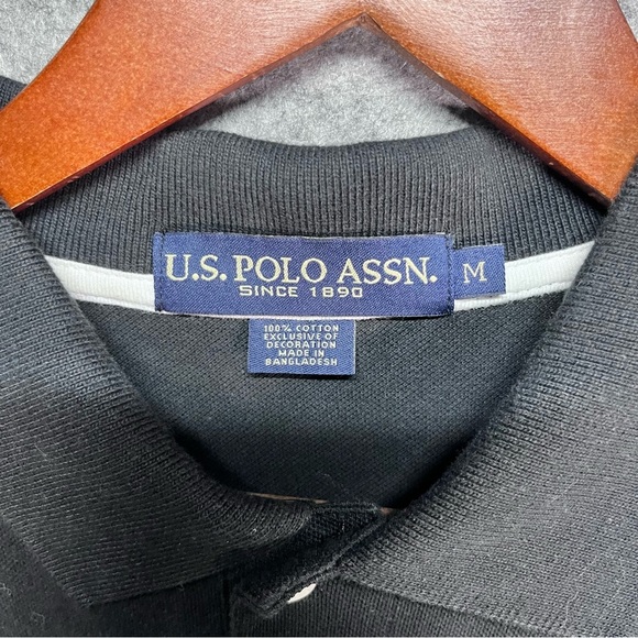Two U.S. POLO ASSN. Embroidered Big Pony #3 Collard Shirt Men's Med Black& Blue - Picture 15 of 16